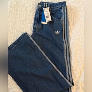 Adidas Wide Leg 3 Stripe Denim Jeans